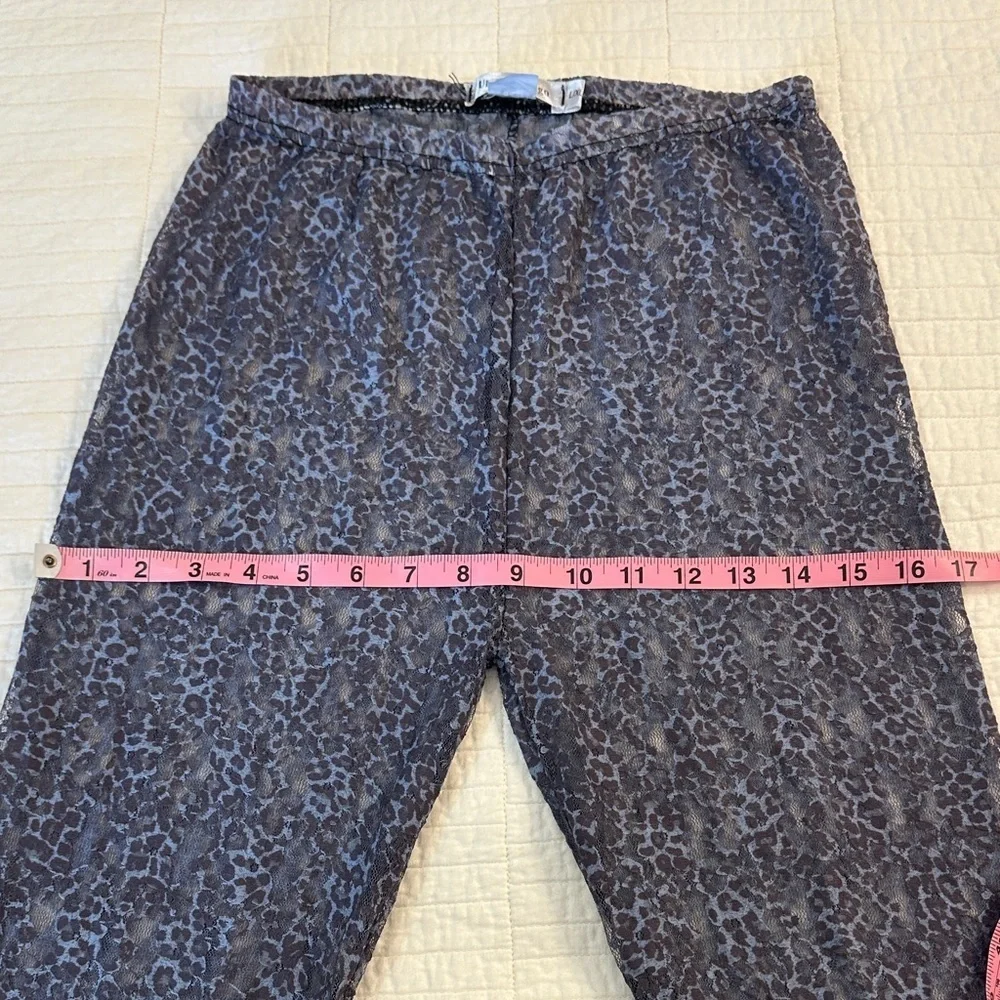 Leopard Print Lace L/XL See Through Pants Leggings Slate Gray